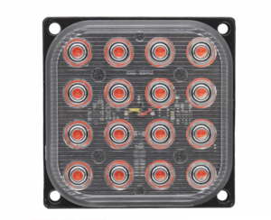 Фара диодная 16LED КРАСНЫЙ со стробоскопом 12-24V