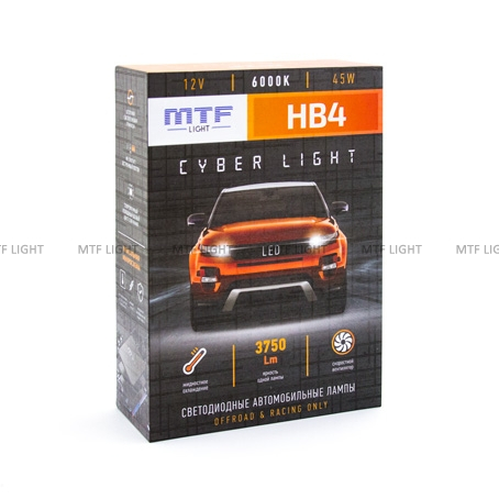 Светодиодные лампы MTF Light, серия CYBER LIGHT, HB4(9006), 12V, 45W, 3750lm, 6000K, кулер, комплект. Арт.: DPB4K6