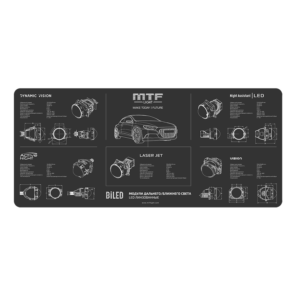 MTF light коврик черный BiLED для верстака, мягкий, 90x40cm