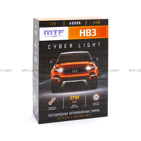 ������������ ����� MTF Light, ����� CYBER LIGHT, HB3(9005), 12V, 45W, 3750lm, 6000K, �����, ��������. ���.: DPB3K6