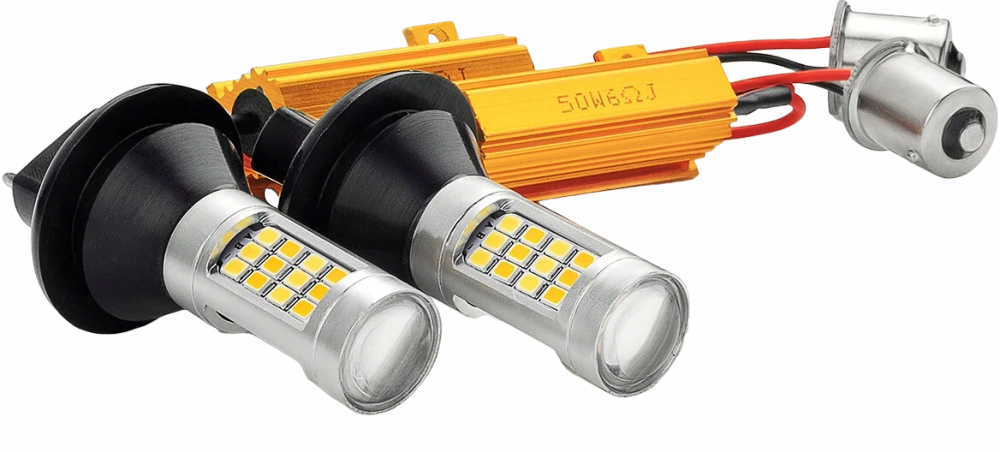 �������� P21 42SMD 12V 2835 White/Yellow 1156 BAU15s (2��. ��������)